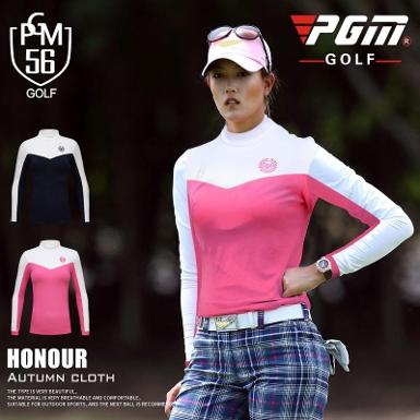 เสื้อนักกอล์ฟหญิงแขนยาว PGM-YF146 มีสีดำ และชมพู